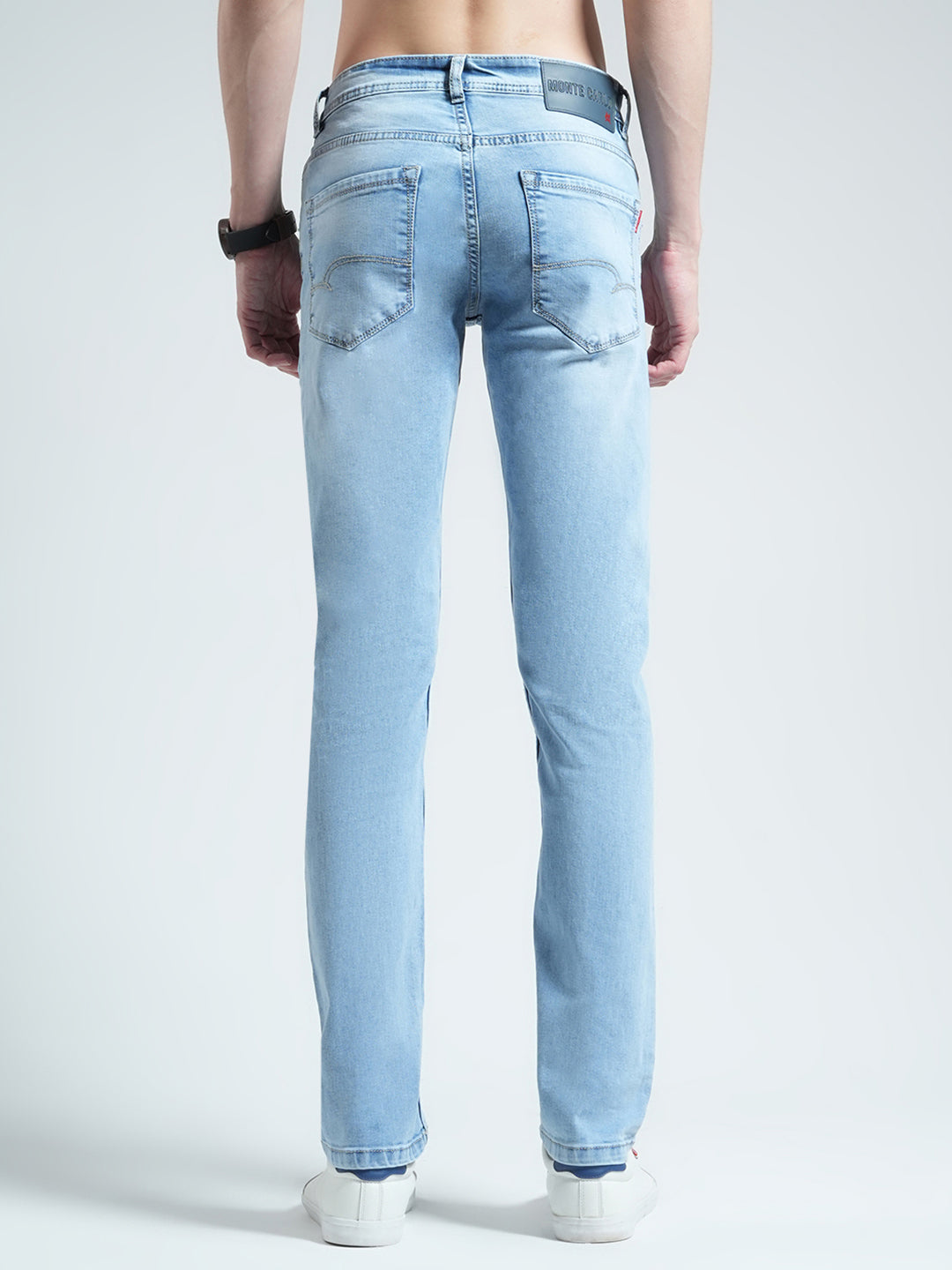 Men Blue Solid Regular Fit Denim