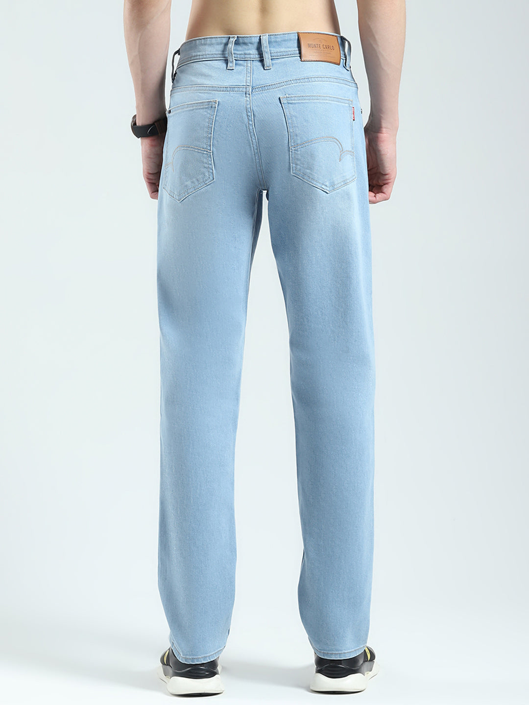 Men Blue Solid Regular Fit Denim