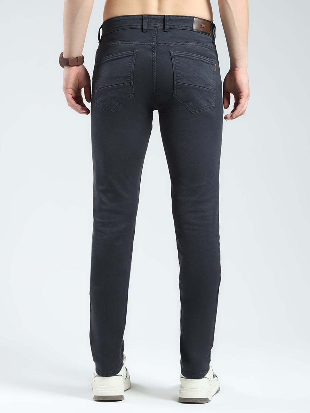 Men Black Solid Regular Fit Denim