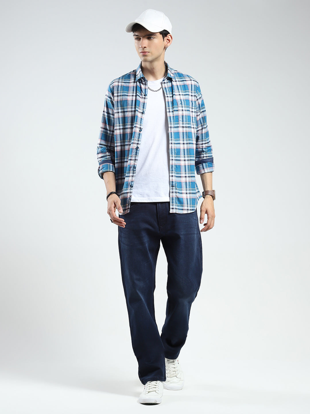 Men Blue Solid Regular Fit Denim
