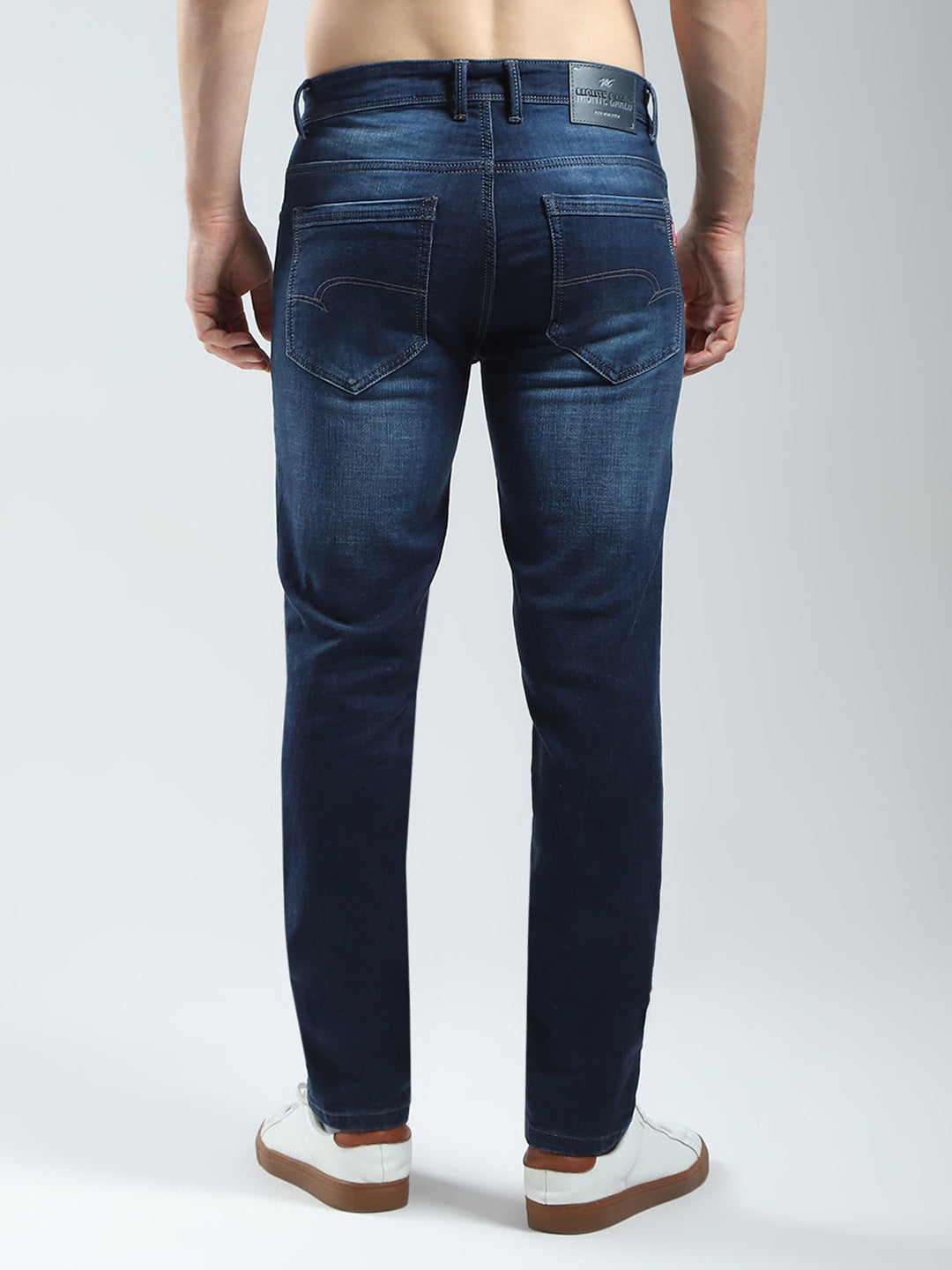 Men Blue Solid Regular Fit Denim