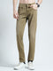 Men Khaki Solid Regular Fit Denim