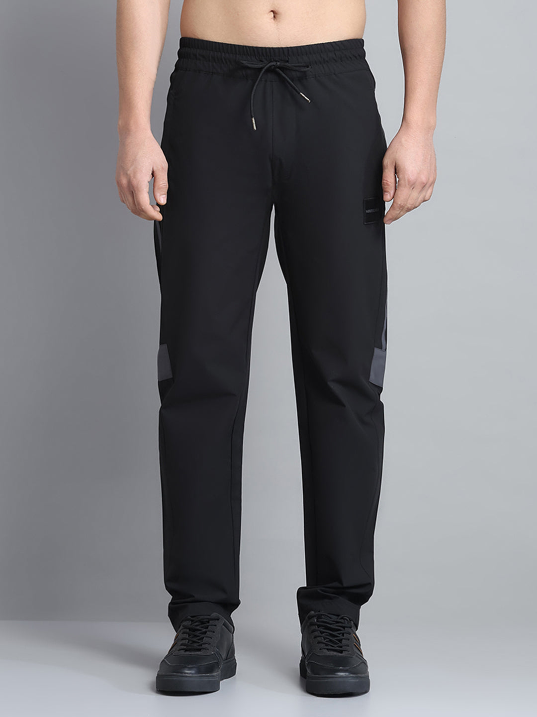 Men Black Solid Regular Fit Lower