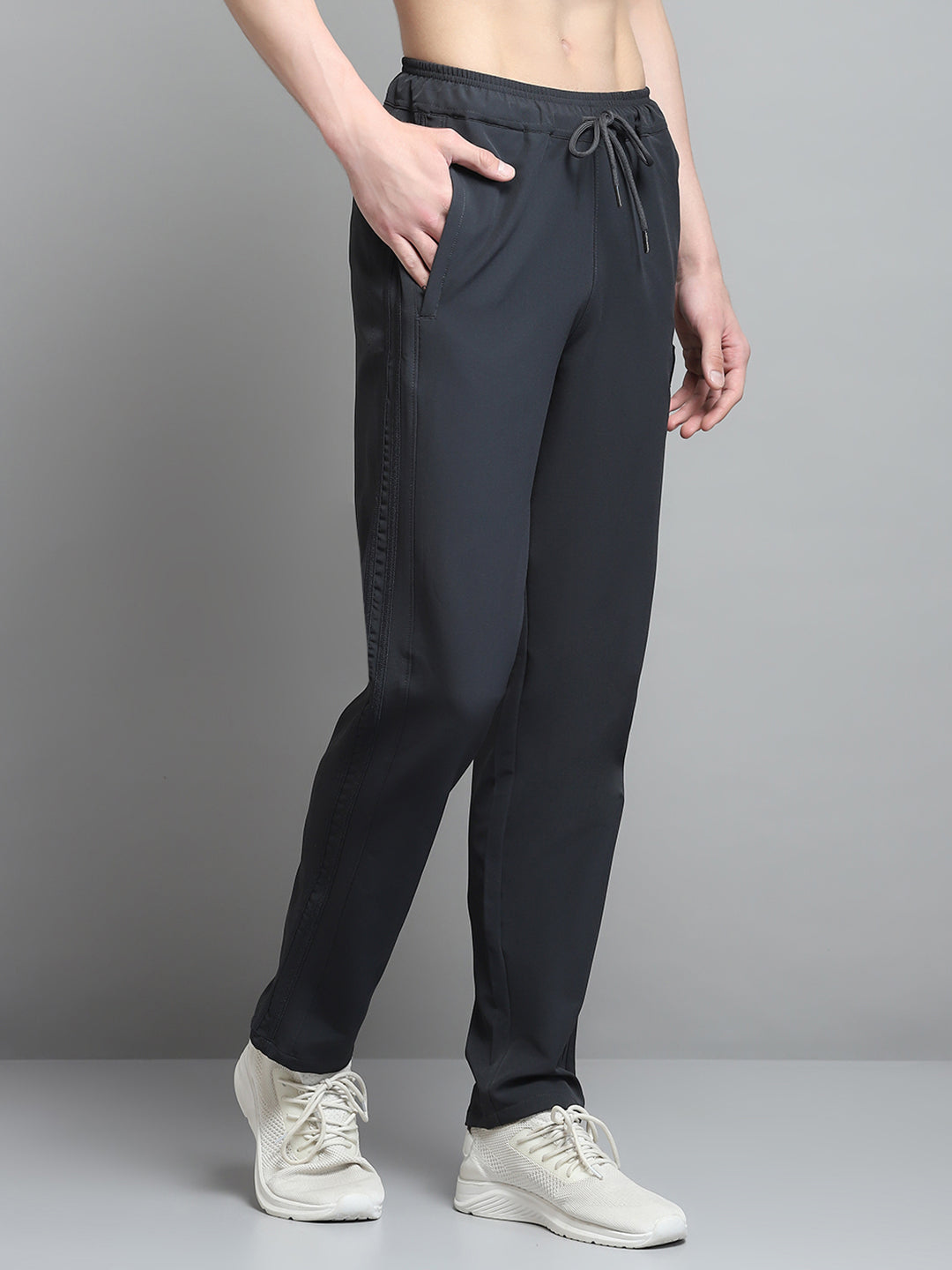 Men Grey Solid Regular Fit Lower