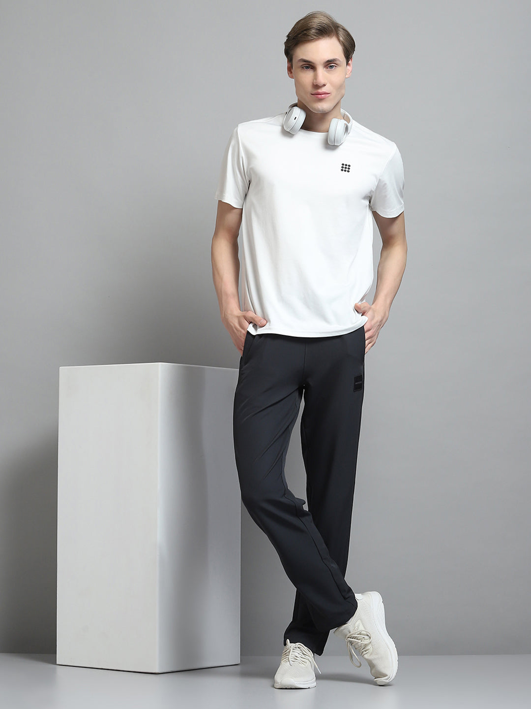 Men Grey Solid Regular Fit Lower
