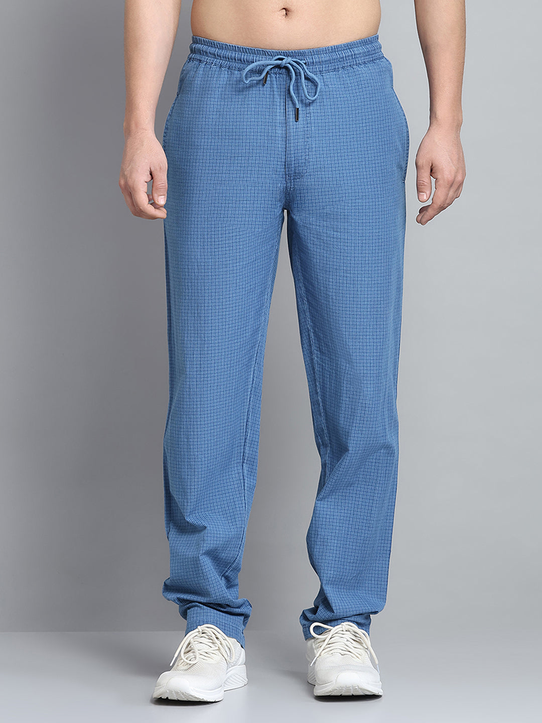 Men Blue Solid Regular Fit Lower