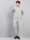 Men Grey Solid Stand Collar Full Sleeve Winter Tracksuit