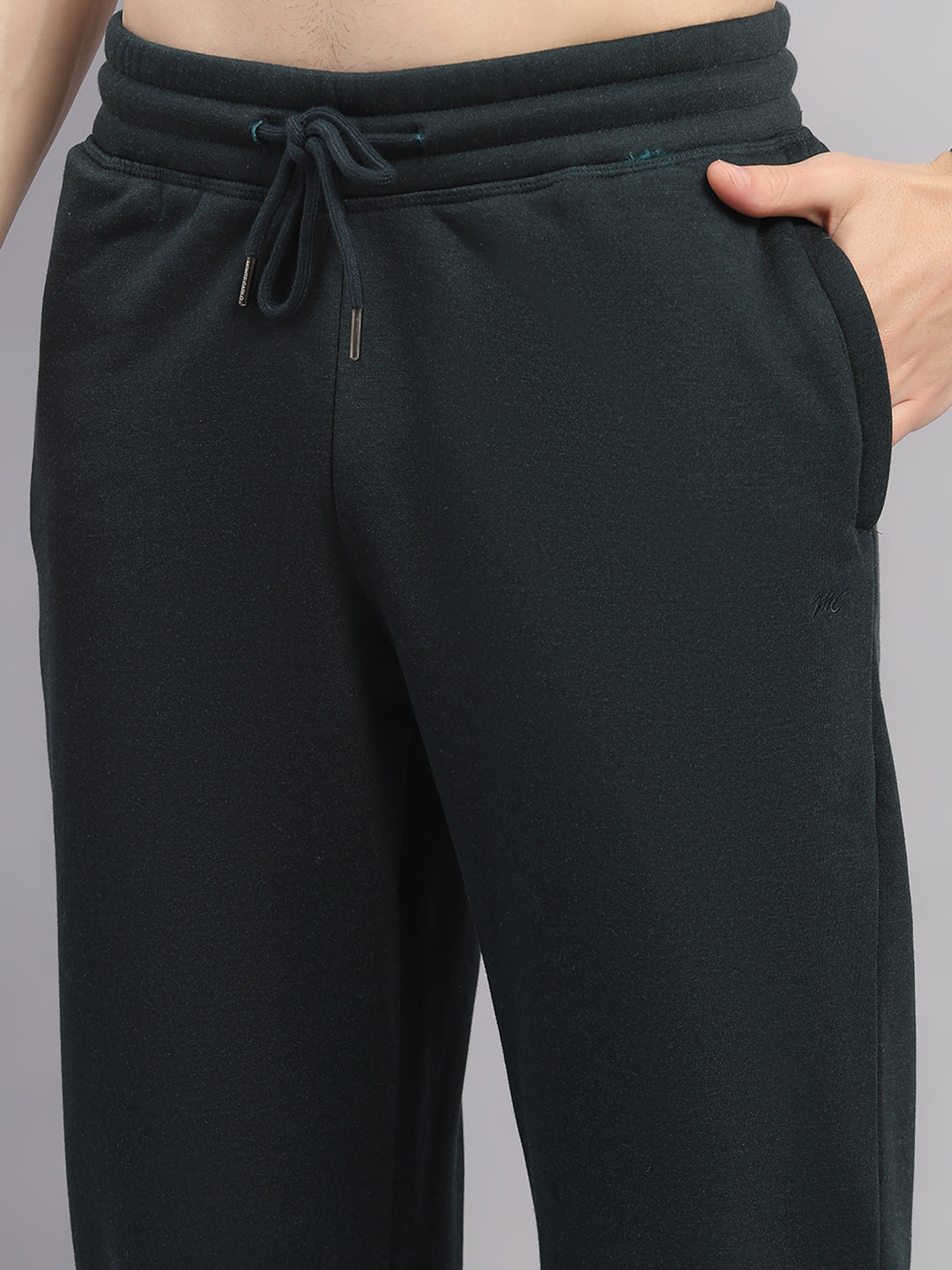 Men Charcoal Solid Stand Collar Full Sleeve Winter Tracksuit