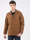 Men Brown Solid Hooded Full Sleeve Jacket