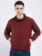 Men Maroon Solid Collar Full Sleeve Jacket