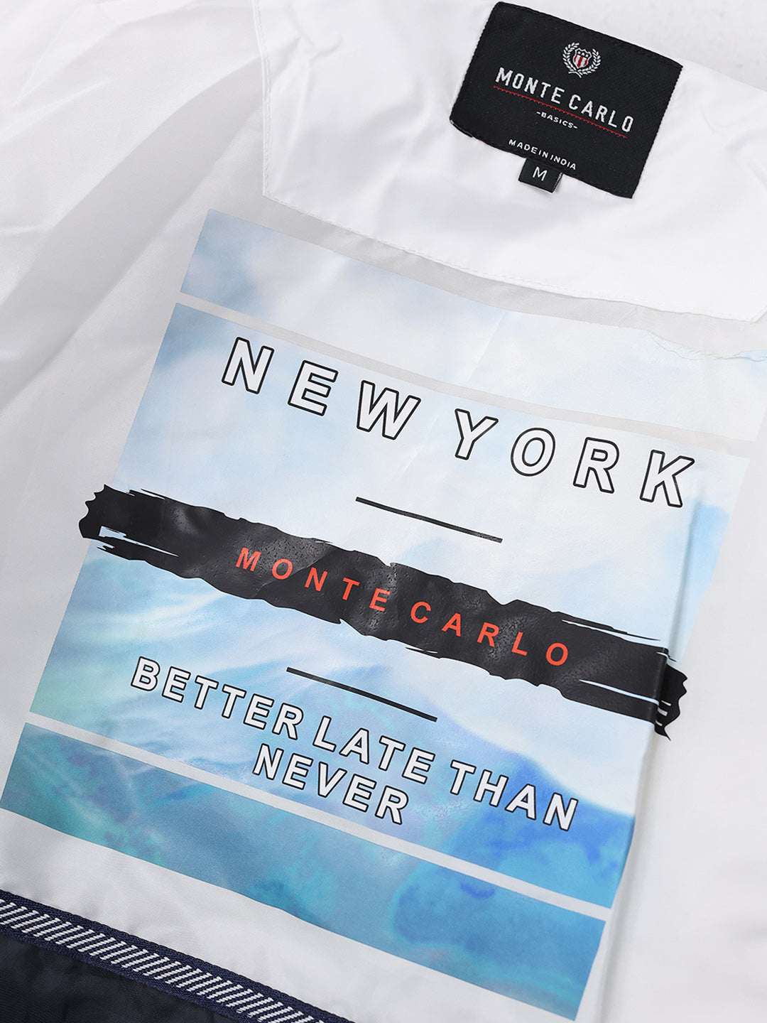 Men White Solid Hooded Full Sleeve Jacket