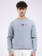 Men Sky Blue Solid Round Neck Full Sleeve Winter T-Shirt
