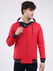 Men Red Solid Hooded Full Sleeve Sweatshirt