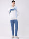 Men Blue Printed Collar Full Sleeve Winter Tracksuit