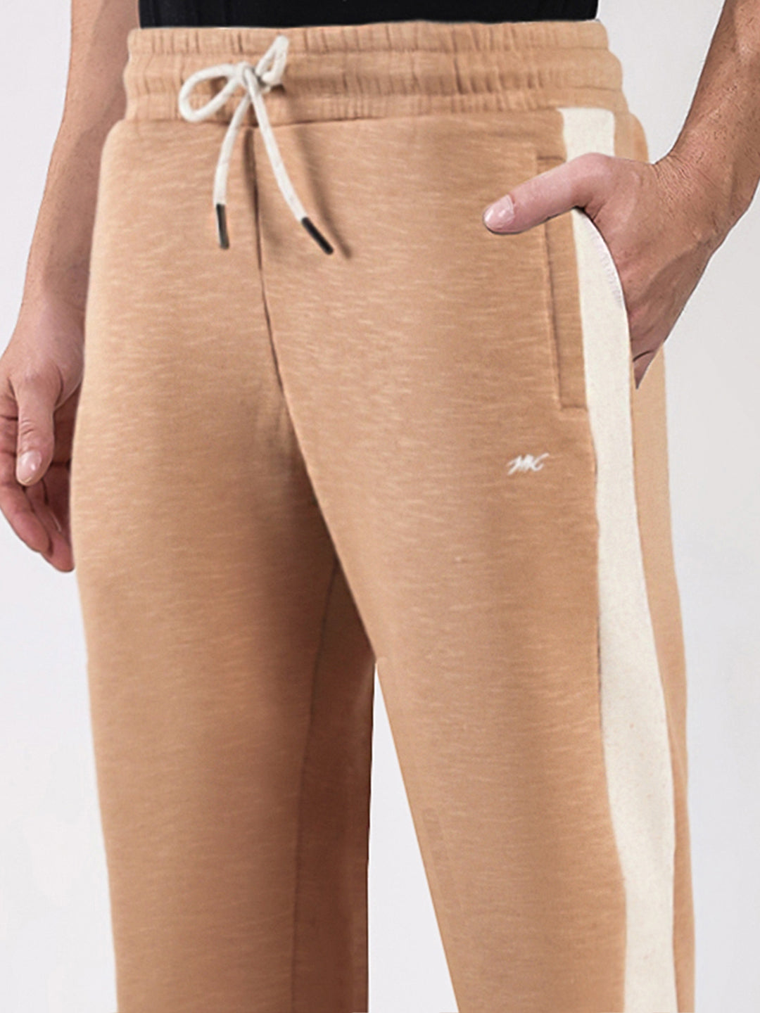 Men Brown Printed Collar Full Sleeve Winter Tracksuit