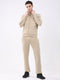 Men Camel Brown Printed Collar Full Sleeve Winter Tracksuit