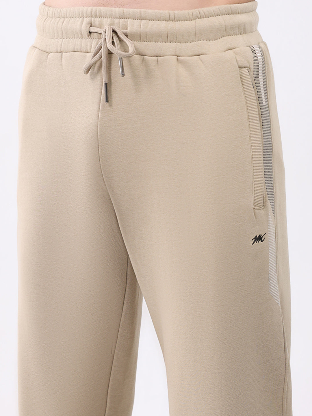 Men Camel Brown Printed Collar Full Sleeve Winter Tracksuit