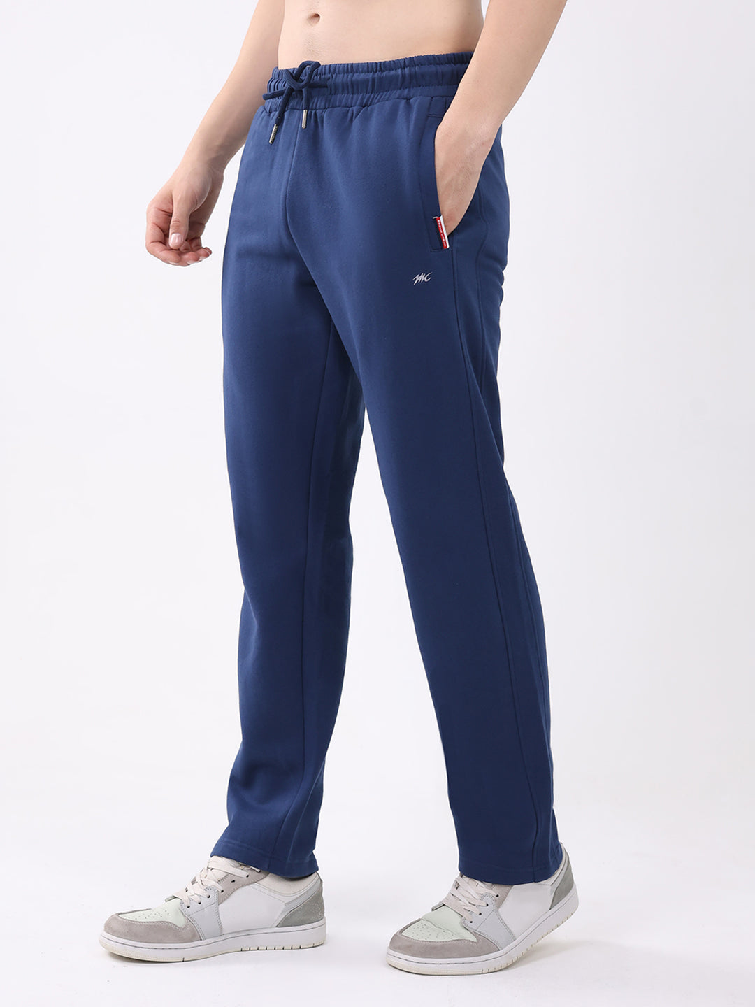 Men Blue Embroidered Collar Full Sleeve Winter Tracksuit