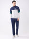 Men Blue Printed Collar Full Sleeve Winter Tracksuit