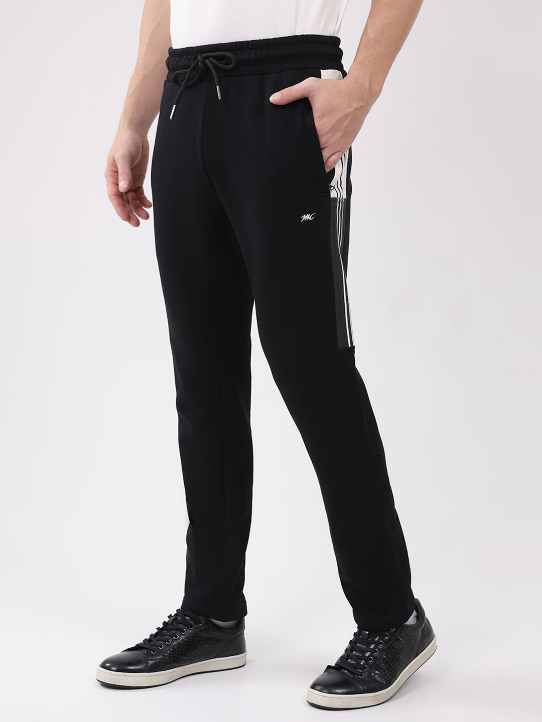 Men Olive Printed Collar Full Sleeve Winter Tracksuit