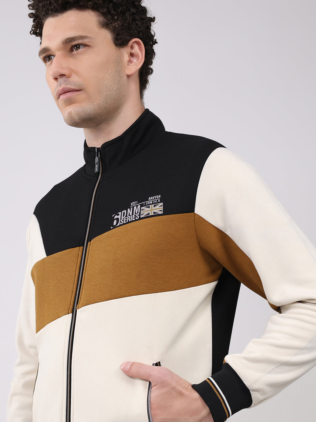 Men Black Printed Round Neck Full Sleeve Winter Tracksuit