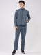 Men Blue Solid Round Neck Full Sleeve Winter Tracksuit