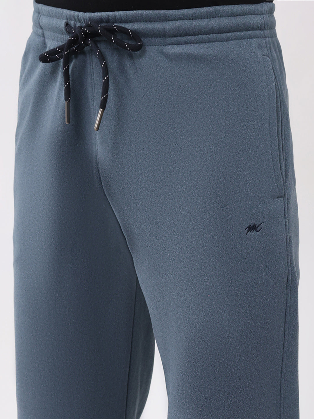 Men Blue Solid Round Neck Full Sleeve Winter Tracksuit