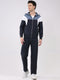 Men Blue Embroidered Round Neck Full Sleeve Winter Tracksuit