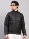 Men Black Self Design Round Neck Full Sleeve Jacket
