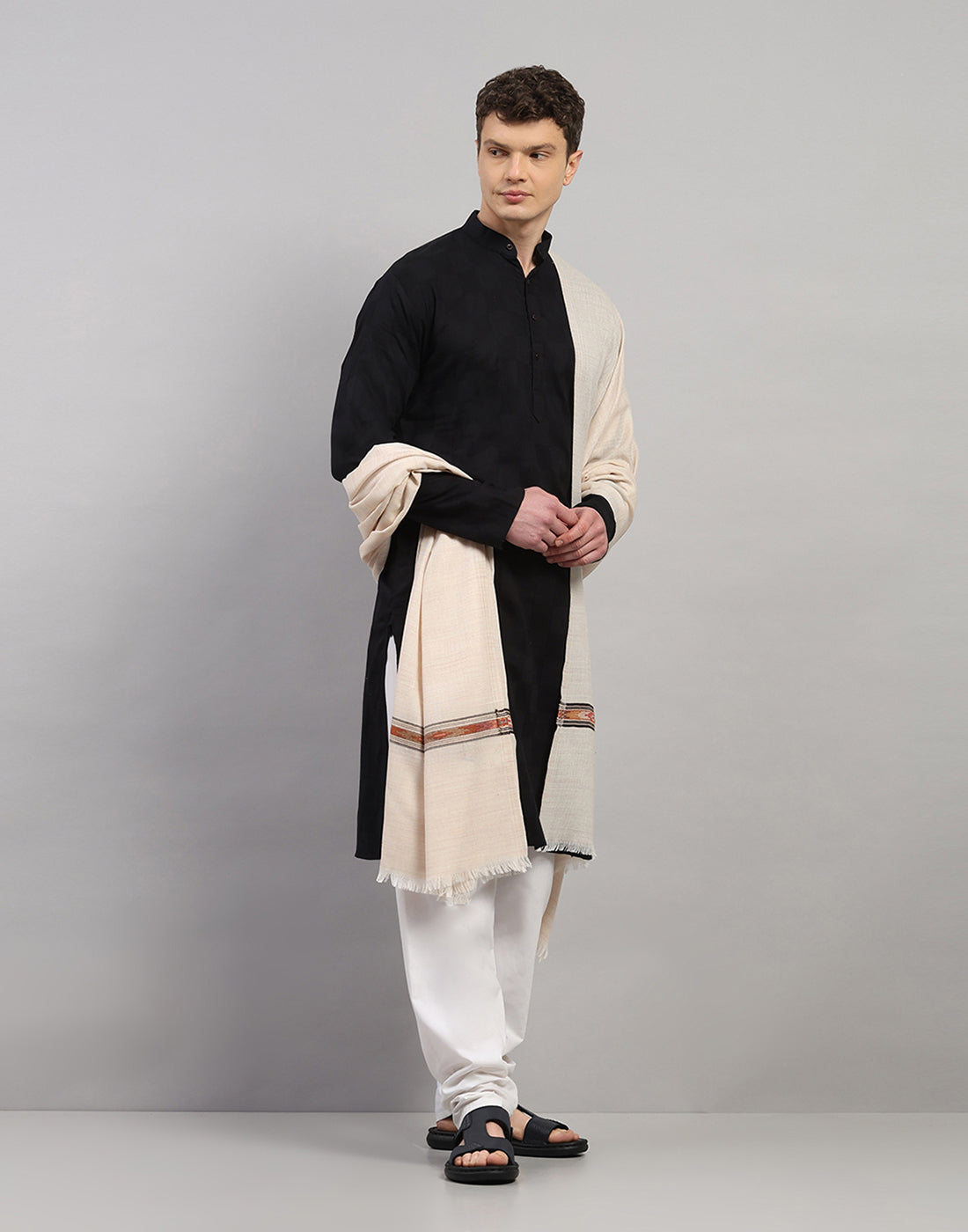 Men Multicolor Self Design   Lohi Shawl