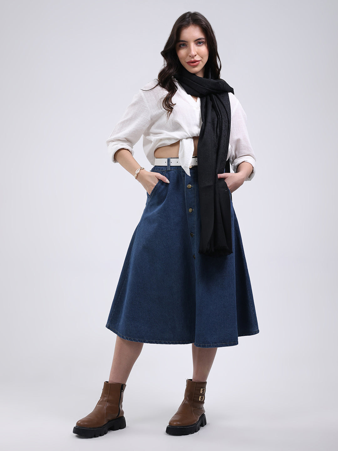 Women Black Solid Wool Blend Shawl