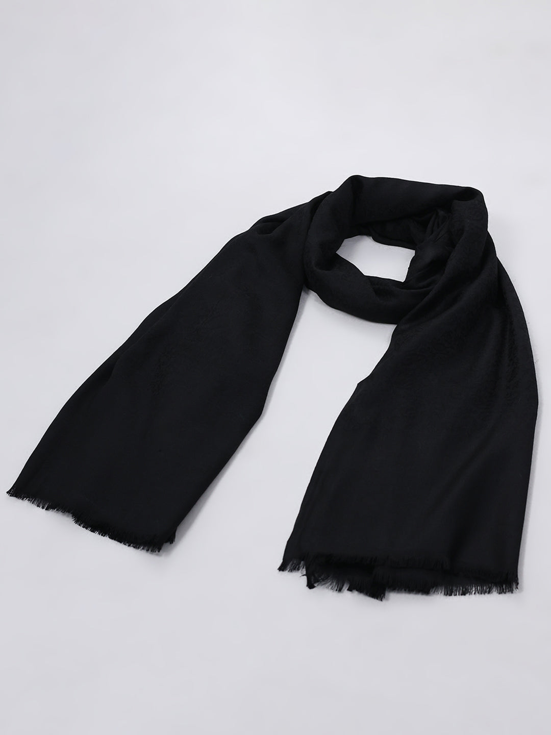 Women Black Solid Wool Blend Shawl