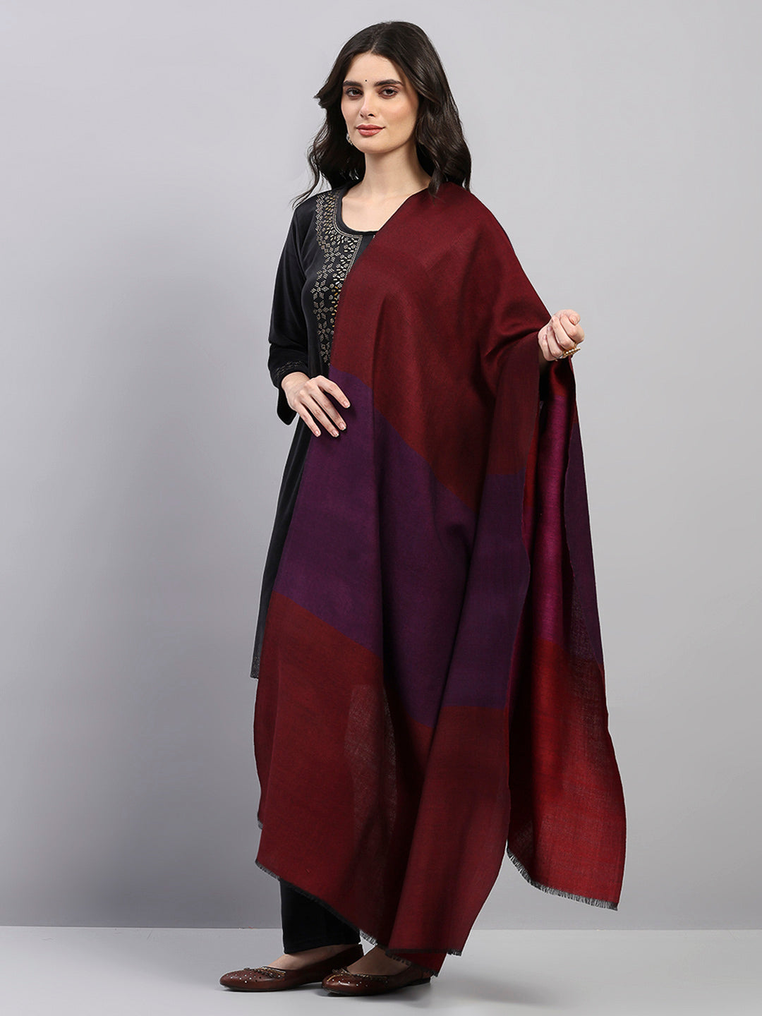 Women Multicolor Printed Wool Blend Shawl
