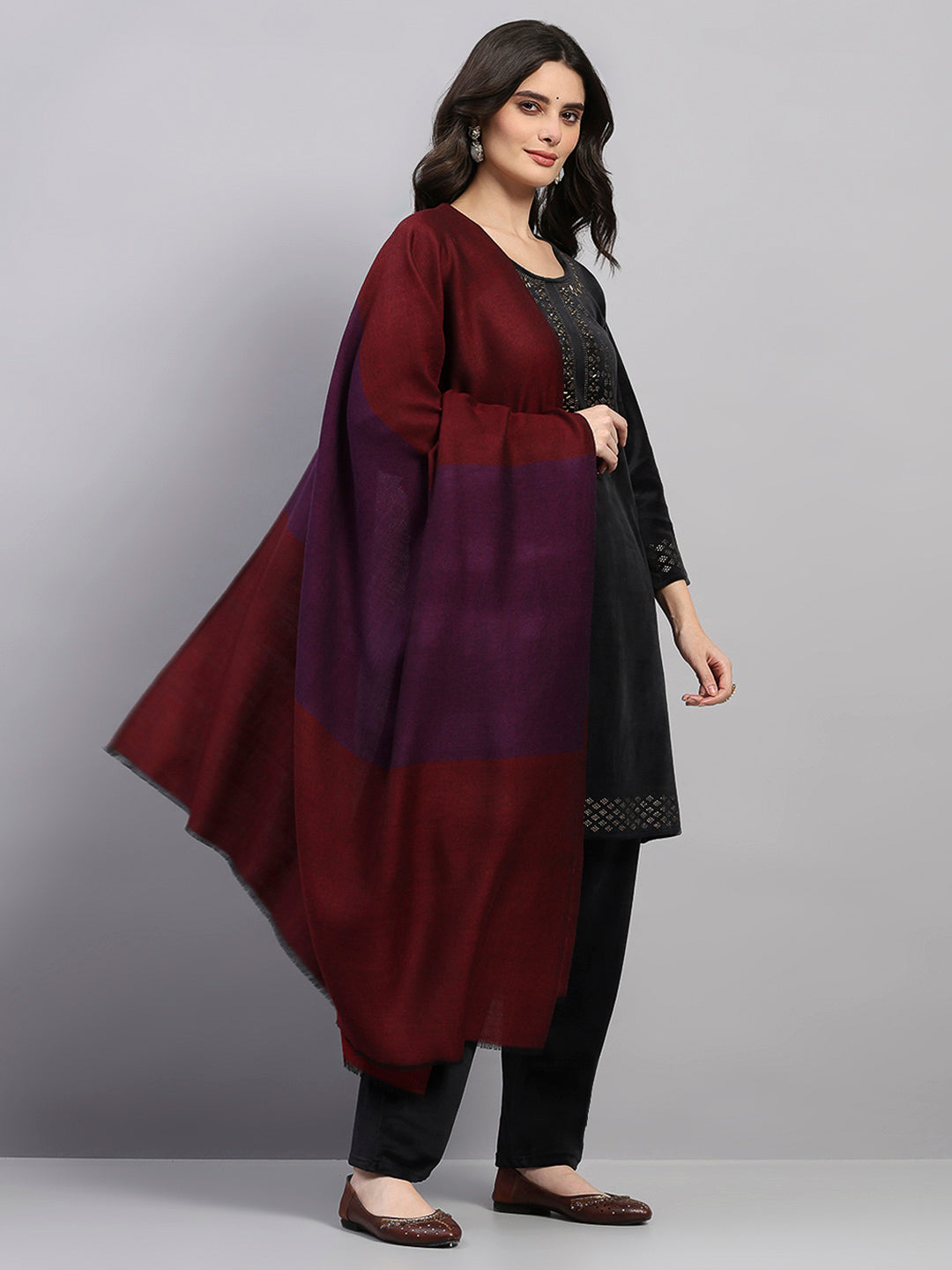 Women Multicolor Printed Wool Blend Shawl