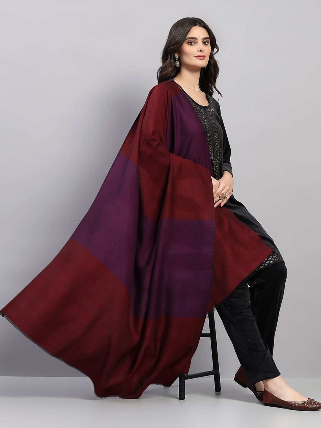 Women Multicolor Printed Wool Blend Shawl