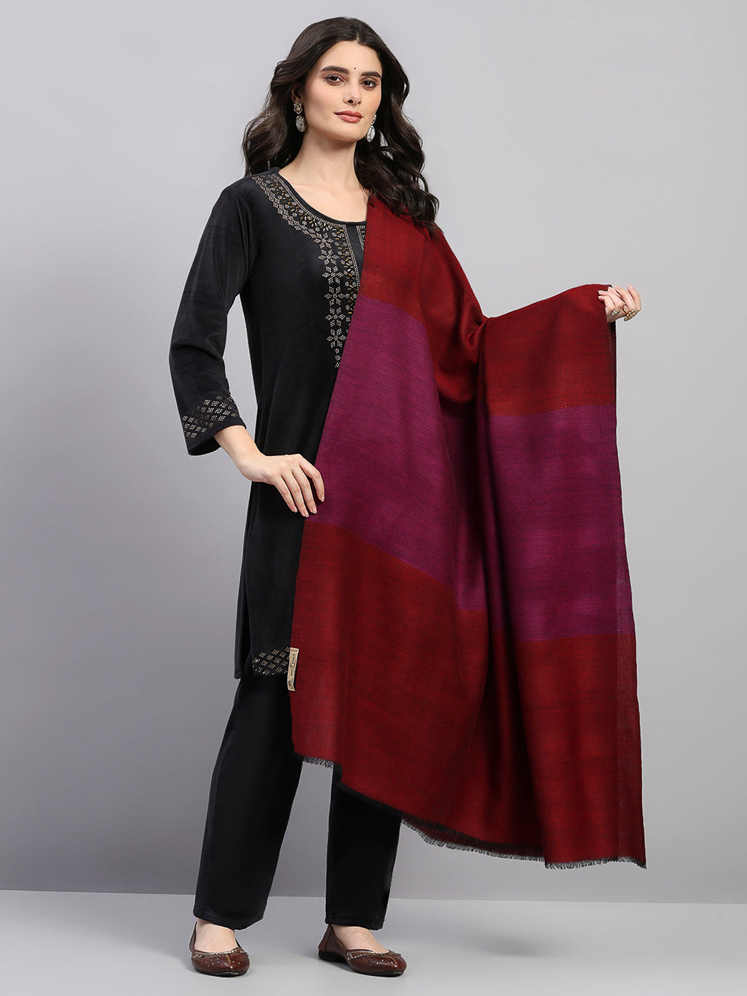 Women Multicolor Printed Wool Blend Shawl