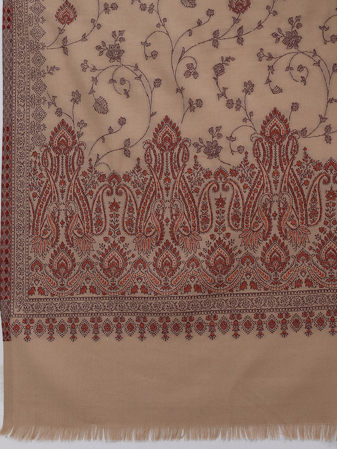 Women Brown Printed Wool Blend Shawl