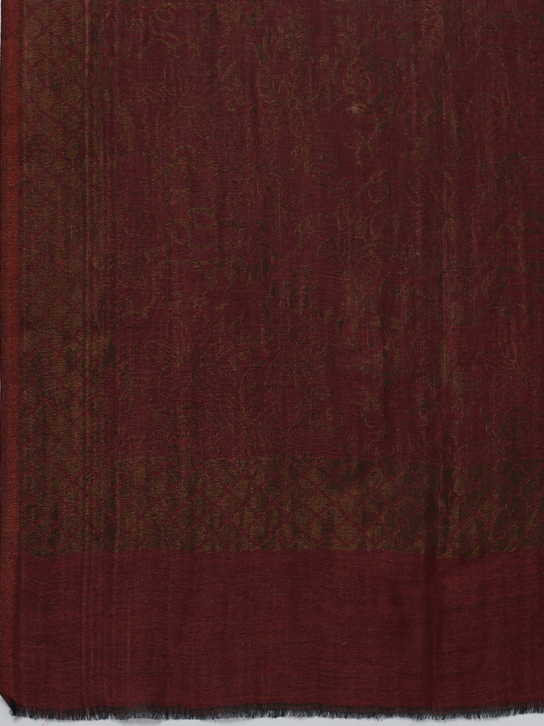 Women Maroon Printed Wool Blend Shawl