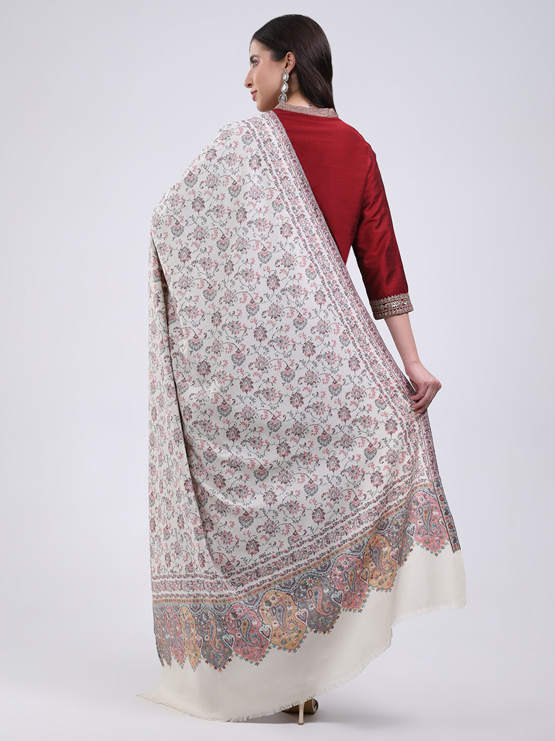 Women Multicolor Self Design Wool Blend Shawl