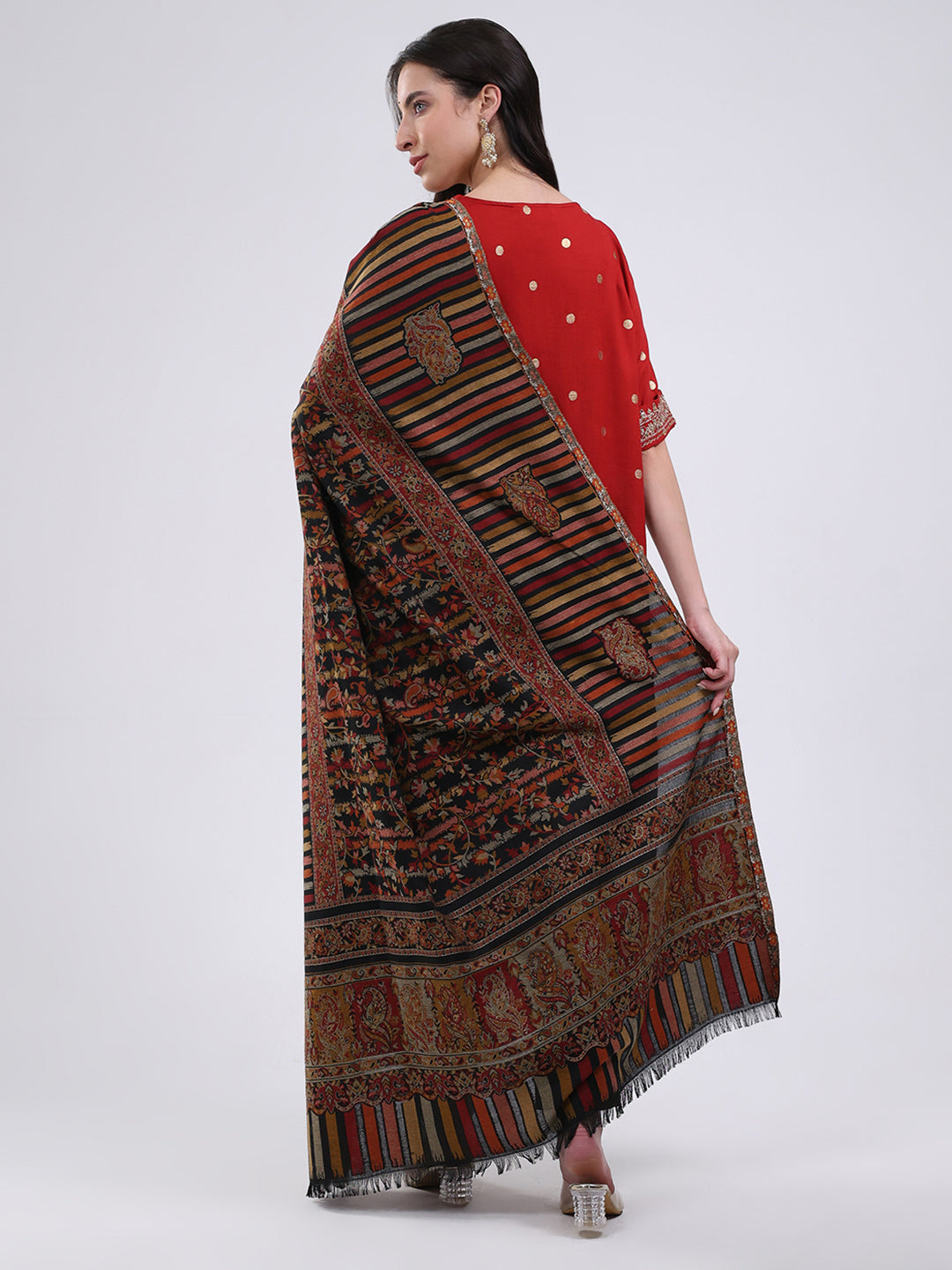 Women Multicolor Self Design Wool Blend Shawl