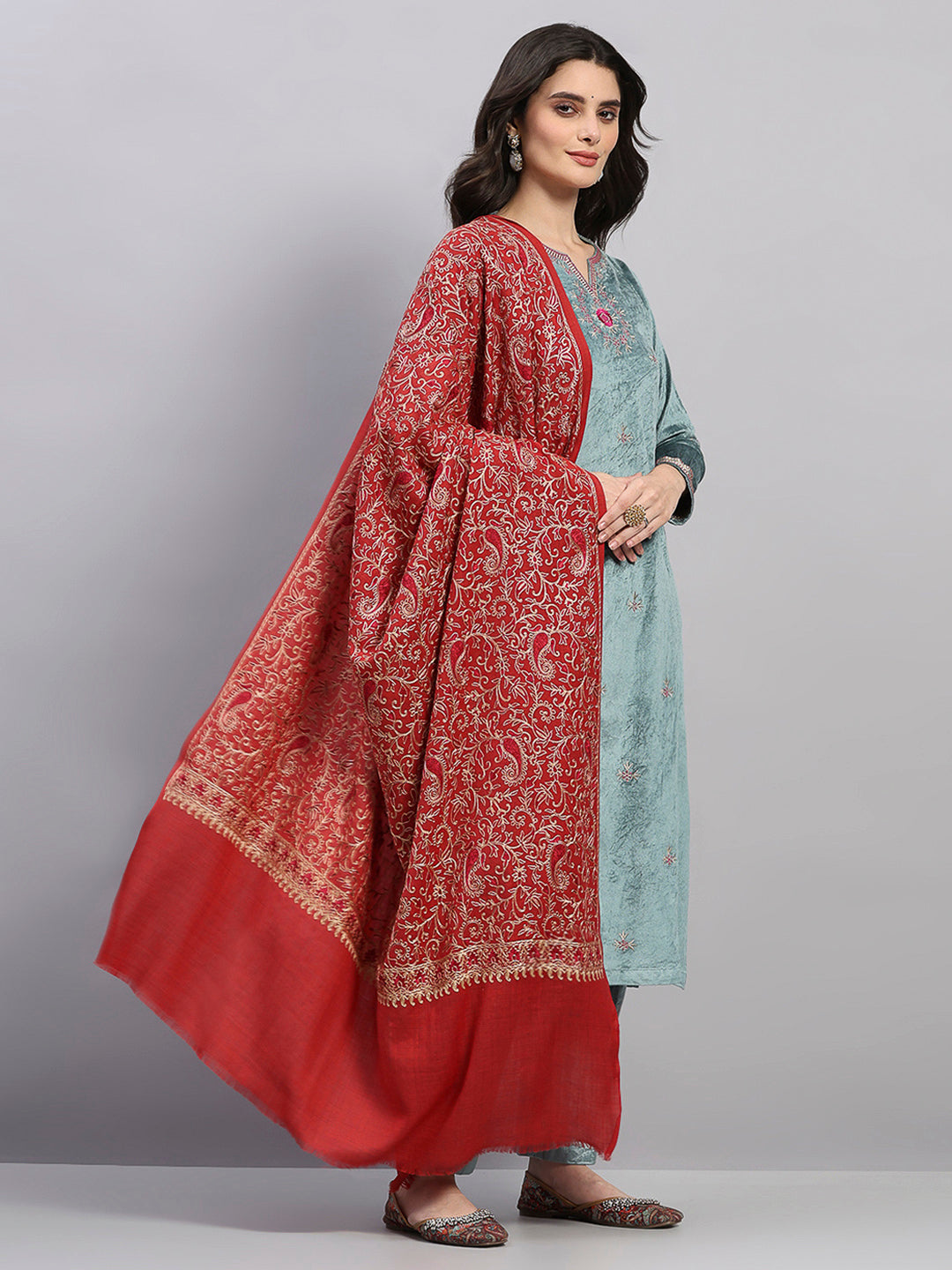 Women Multicolor Printed Wool Blend Shawl