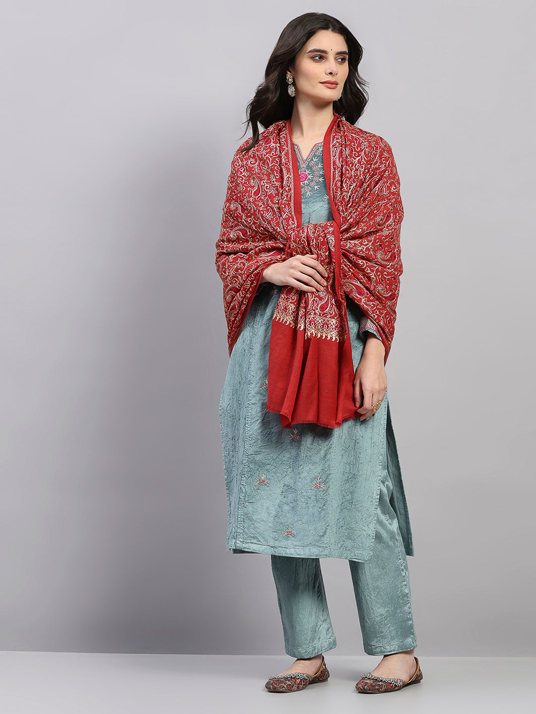 Women Multicolor Printed Wool Blend Shawl
