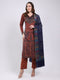 Women Navy Blue Printed Wool Blend Shawl