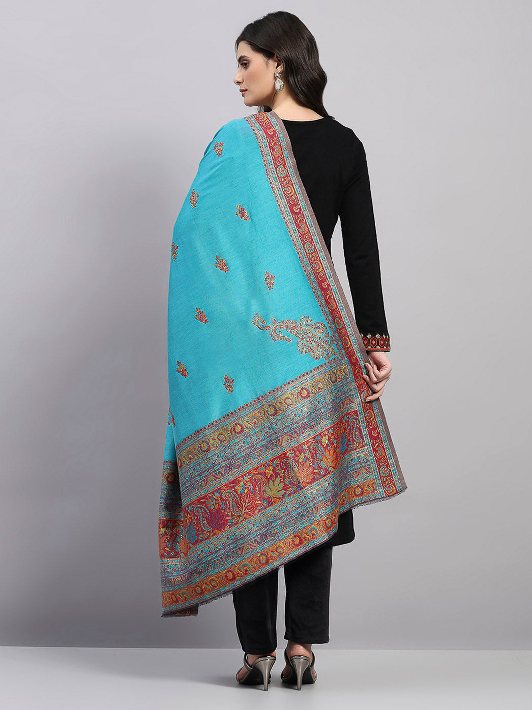 Women Multicolor Printed Wool Blend Shawl