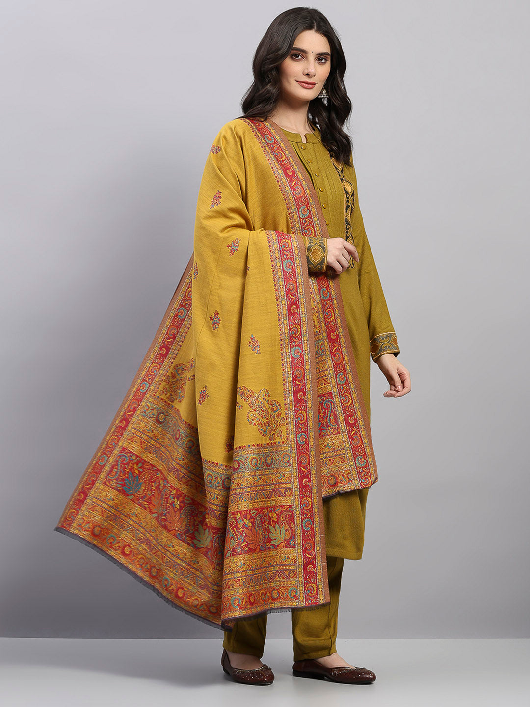 Women Multicolor Printed Wool Blend Shawl