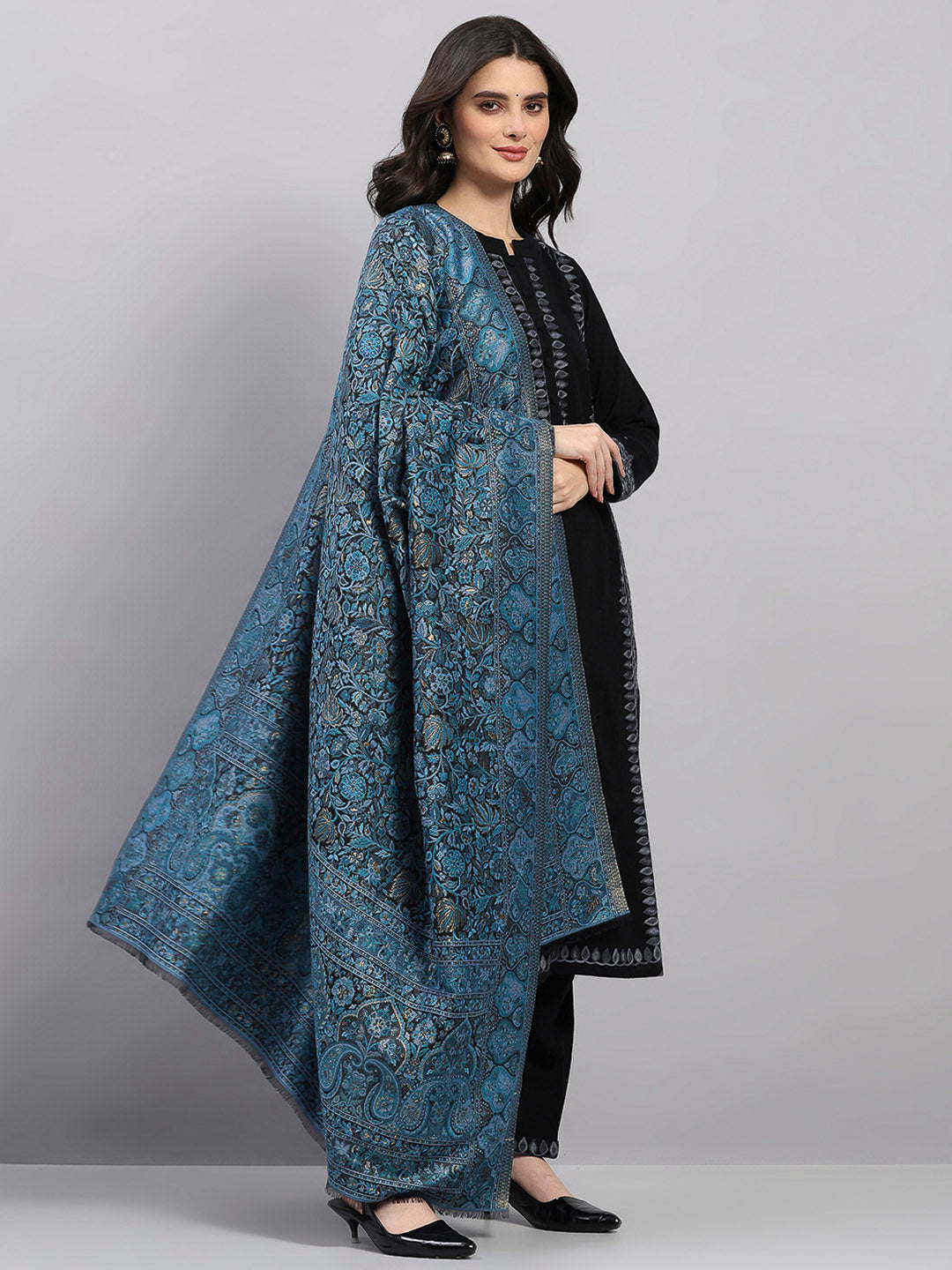 Women Multicolor Printed Wool Blend Shawl