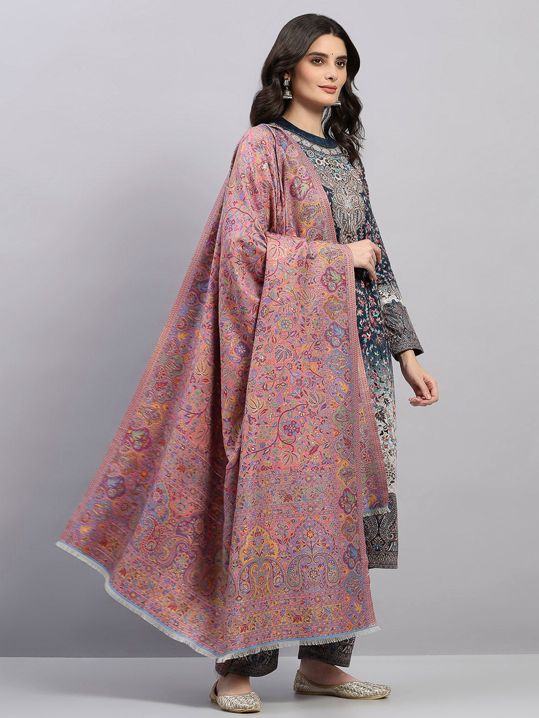 Women Multicolor Printed Wool Blend Shawl