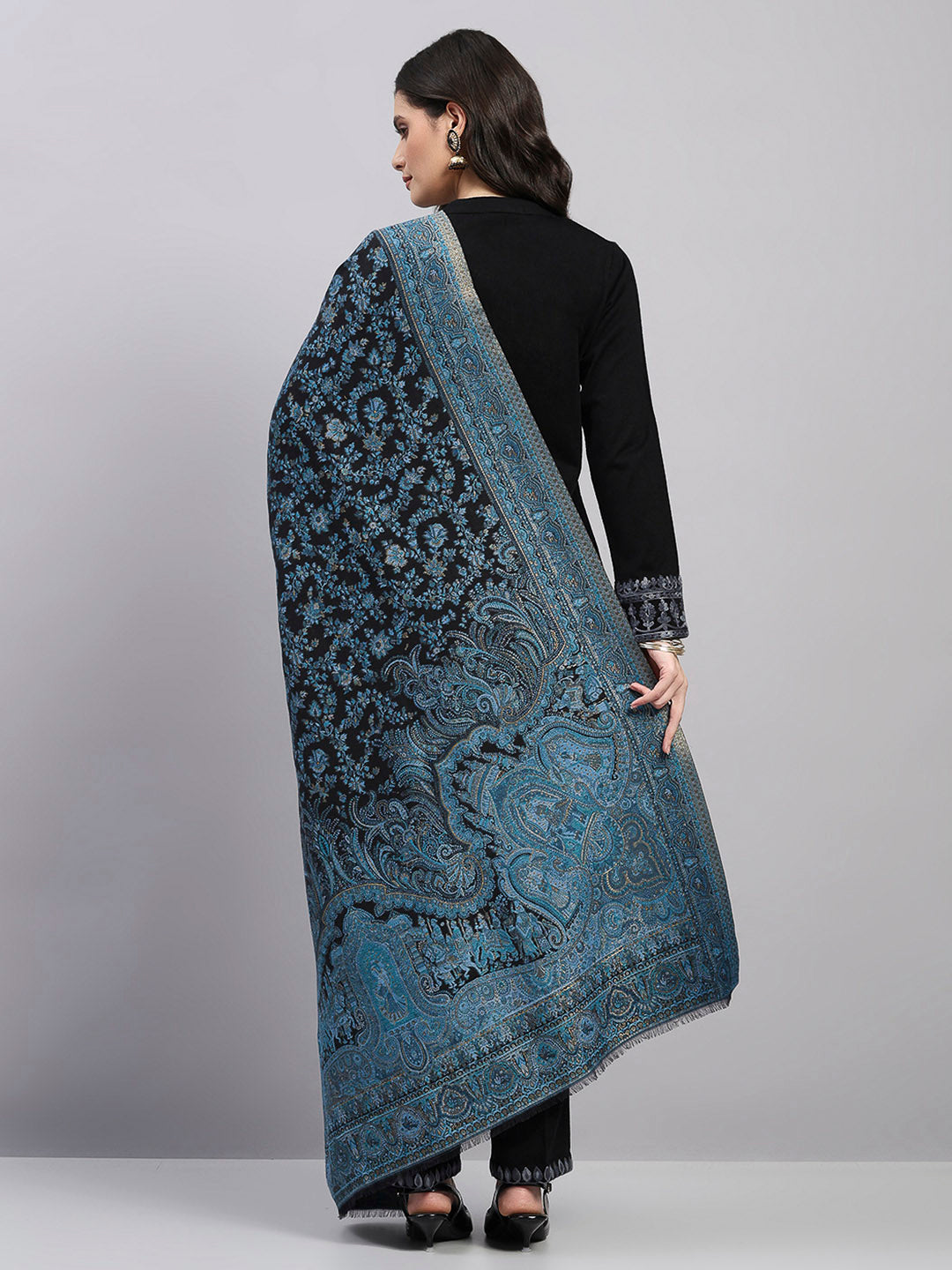 Women Multicolor Printed Wool Blend Shawl