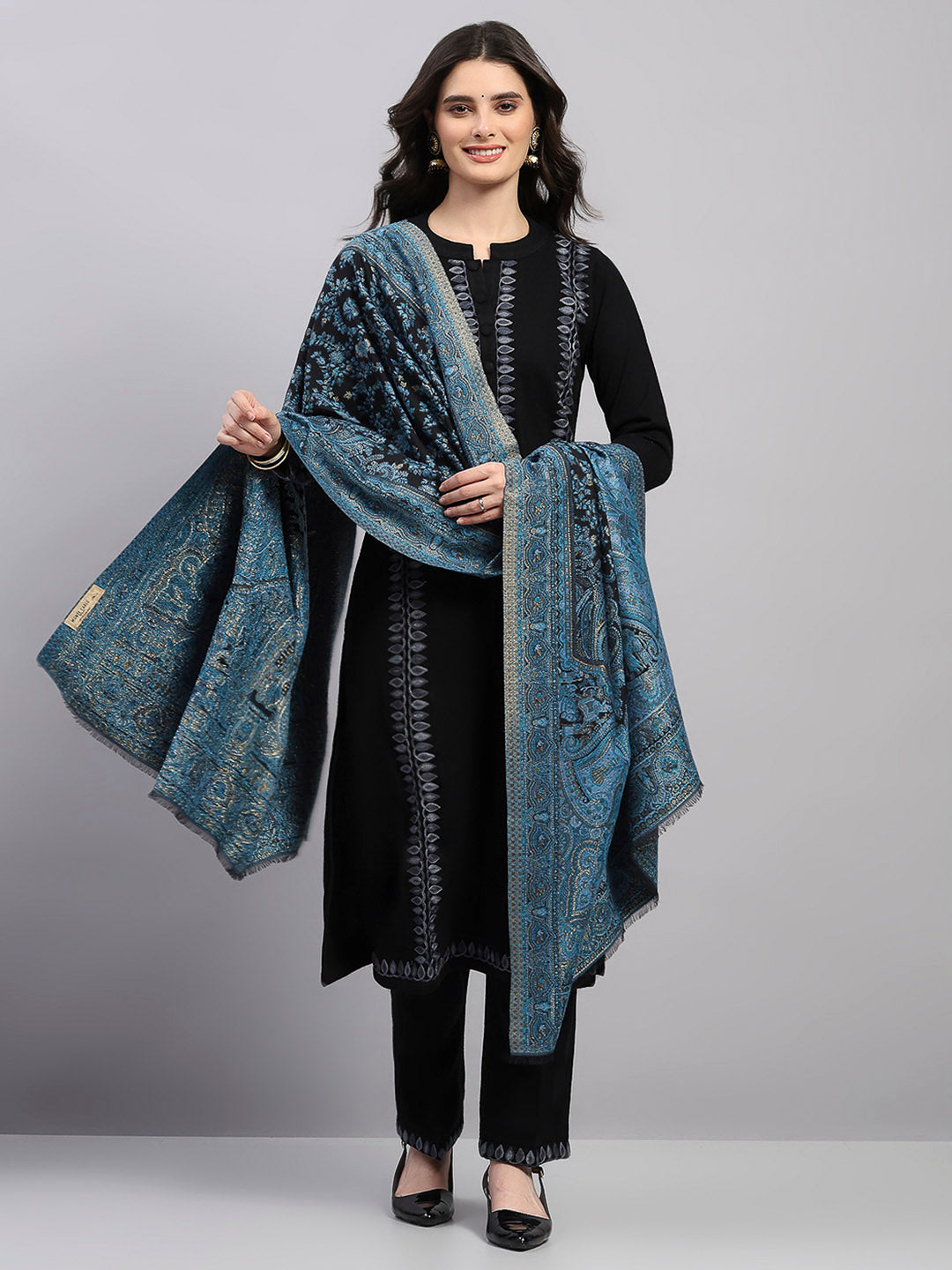 Women Multicolor Printed Wool Blend Shawl