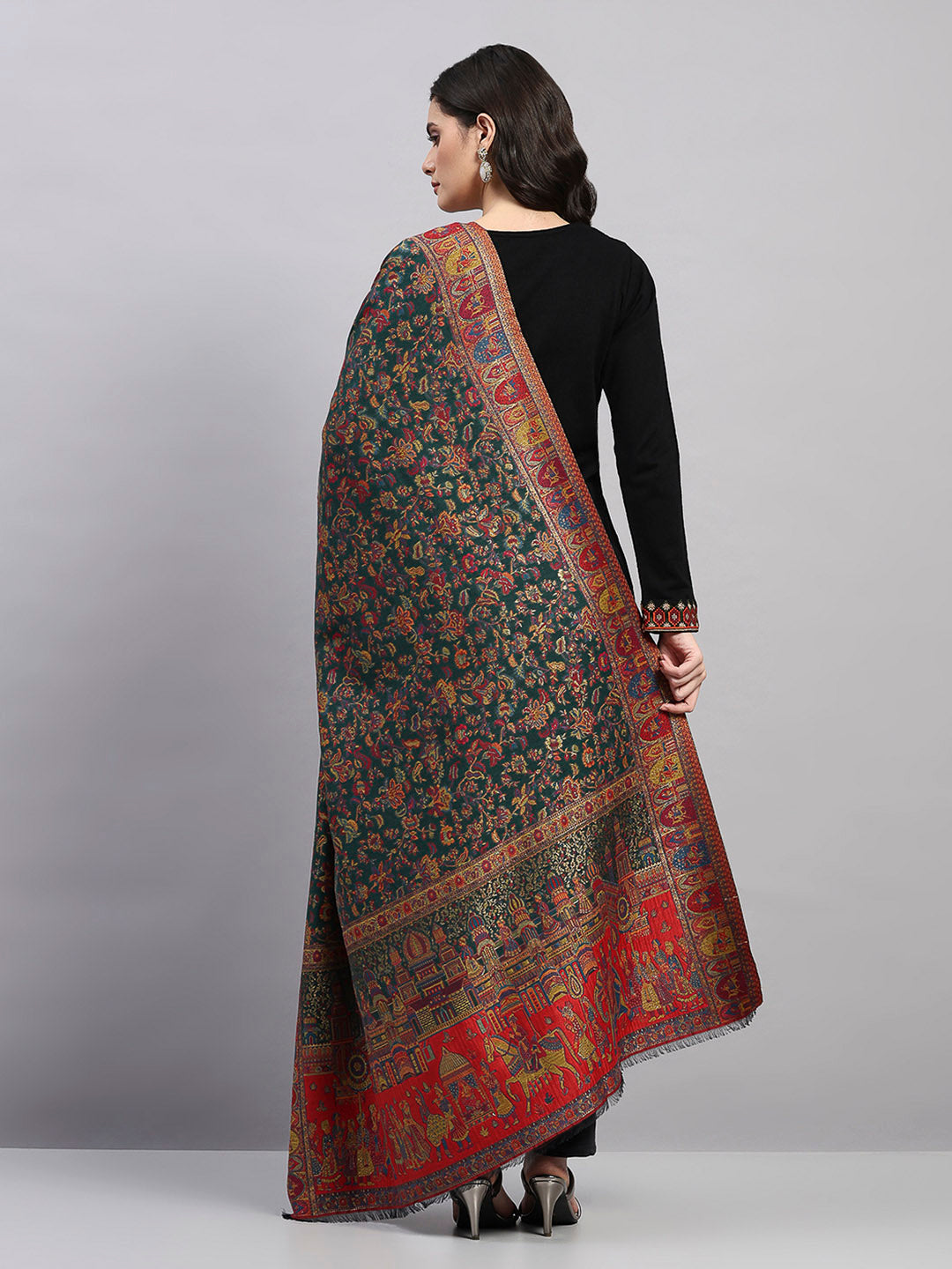 Women Multicolor Printed Wool Blend Shawl